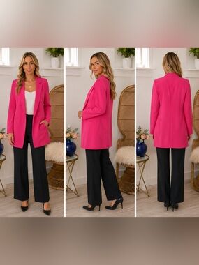 Fashion Nova Hot Pink Longline Blazer – Size Medium
